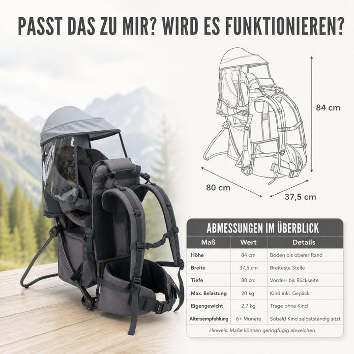Fillikid Rückentrage Explorer Elite Exklusiv | Kindertrage für Wandern & Reise | Babytragerucksack m