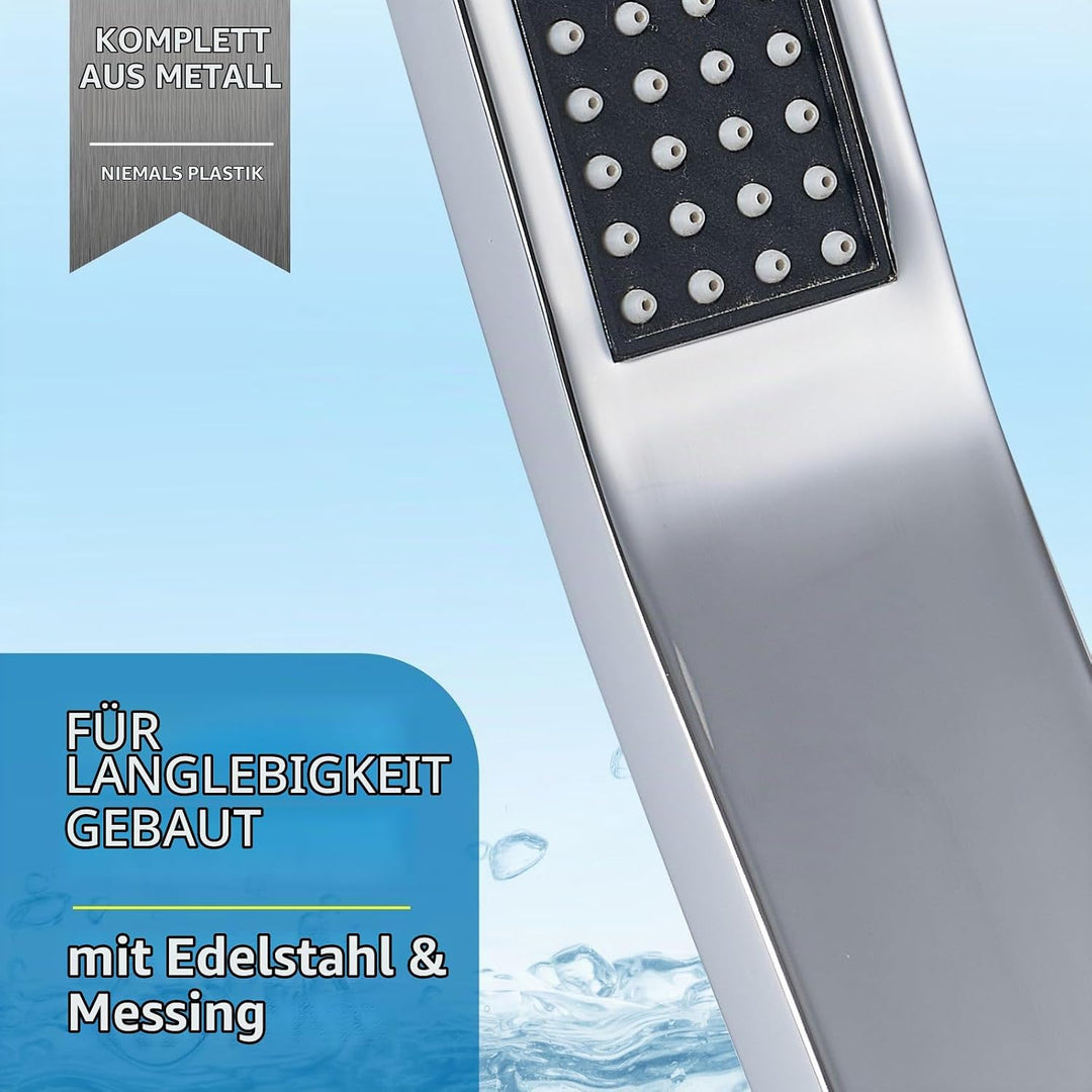 Handbrause Komplett aus Metall, Hochdruck-Duschköpfe von Voolan, Einfache Handbrause aus Chrom mit T