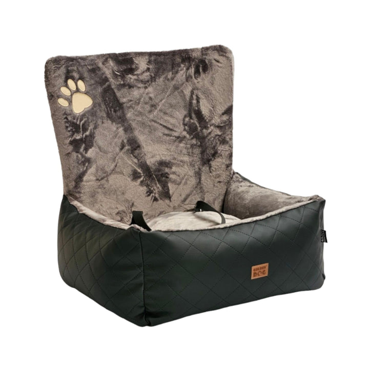 Golden Dog -Transportbox Hund mit Sicherheitsgurt L 83 x 66 cm Leder Imitation Autositz Hund, Wasser