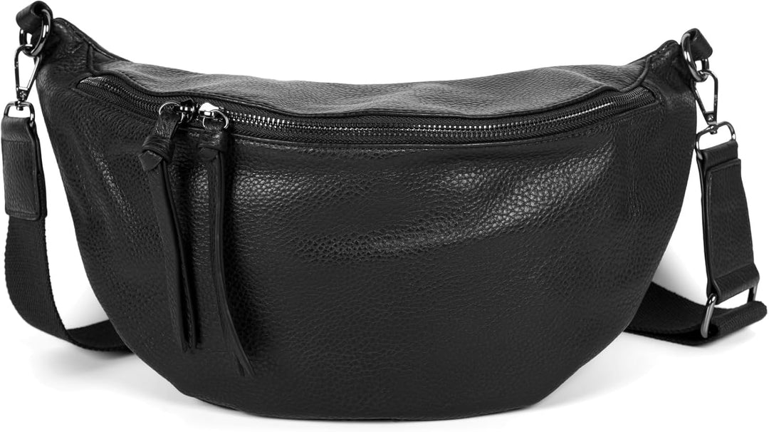 styleBREAKER Damen Halbmond Crossbody Schultertasche, abnehmbarer verstellbarer Schultergurt, Einfar