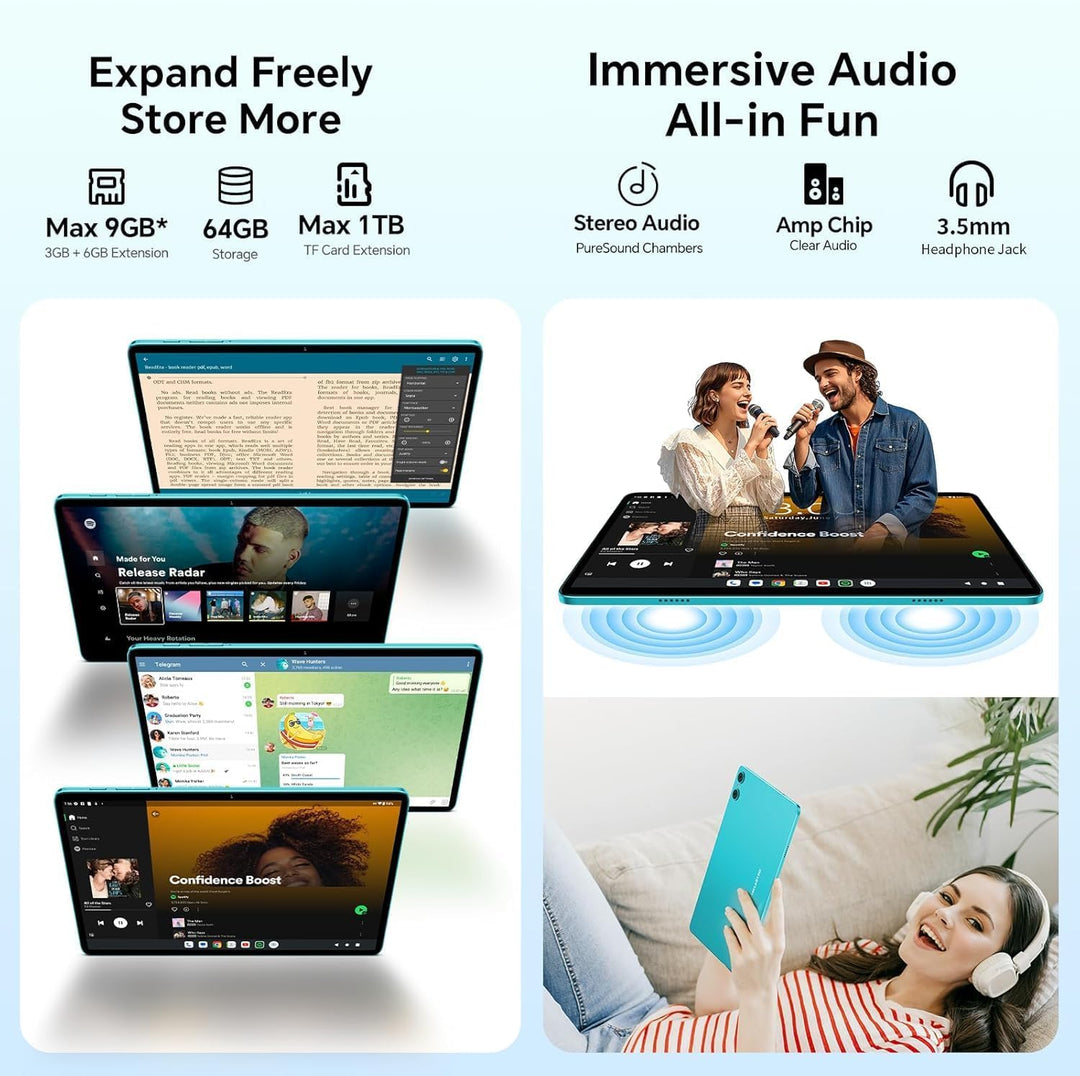 TECLAST 10.1 Zoll Android Tablet mit Gemini AI, Tablets mit Tastatur und Stift 10-Zubehör, 64GB ROM