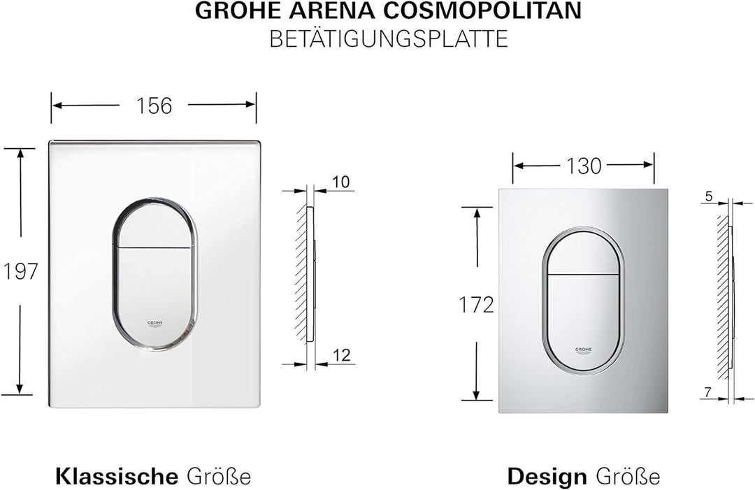 GROHE Arena Cosmopolitan | WC - Betätigungsplatte | waagerechte Montage, chrom | 38858000 Waagerecht