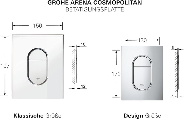 GROHE Arena Cosmopolitan | WC - Betätigungsplatte | waagerechte Montage, chrom | 38858000 Waagerecht