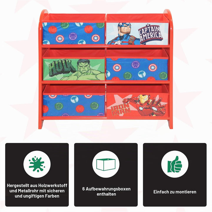 Disney Marvel Avengers Multicoloured Storage Unit with 6 Storage Boxes for Kids