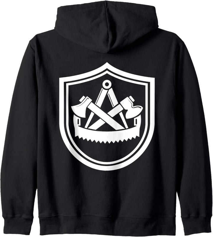 Zimmermann Zimmerer Wappen Schild Zunftzeichen Kapuzenjacke