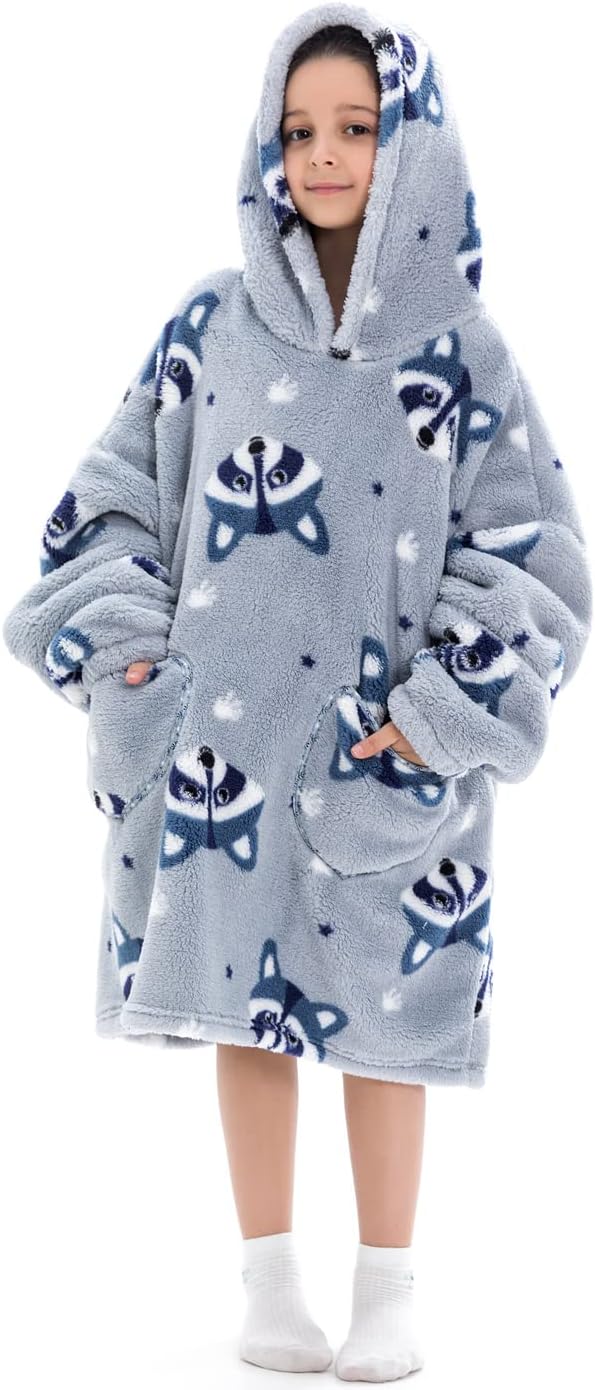 Kinder Übergrosse Kapuzenpullover,Super Weich Warmes Bequeme Tragbare Decken Sweatshirt für Mädchen