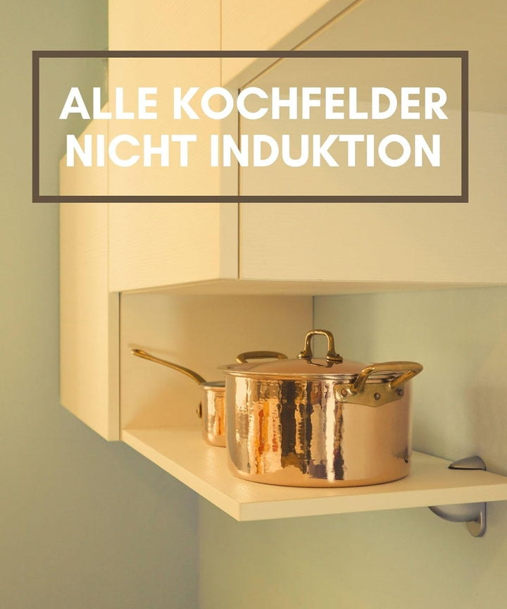 CREARTISTIC 100% Made in Italy – Kupfer Kochtopf mit Deckel - 16 x 9,5 cm – 1,2L - Topf aus verzinnt