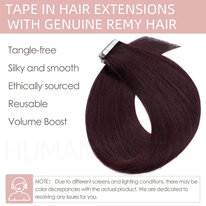 Silk-co Tape Extensions Echthaar 20stk, Haarverlängerung Tape in Extensions Echthaar, Remy Haarexten