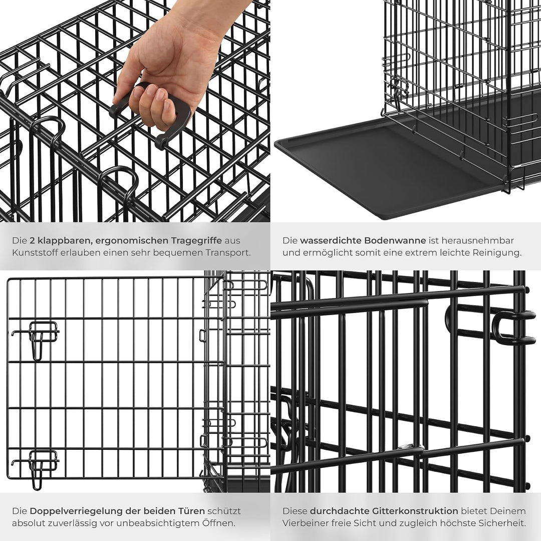 tectake® Hundekäfig, Hundegitter Box, Dog Kennel, Hundebox faltbar, Transportbox stabil, für Hunde u