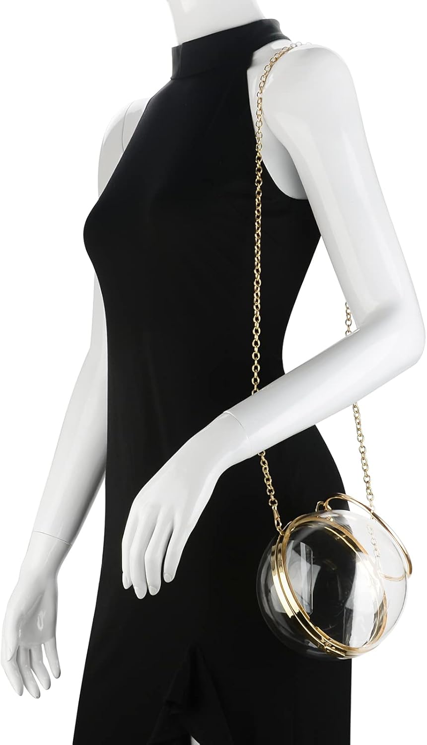 Linkidea Sphere Klare Geldbörse, Acrylbox Abendtasche, Damen Klar Messenger Schultertasche für Party