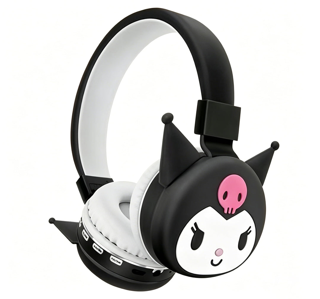 Roffatide Cartoon Kuromi Faltbare Leichte Bluetooth Kopfhörer für Reise/Büro/Handy/PC Über App Tiefe