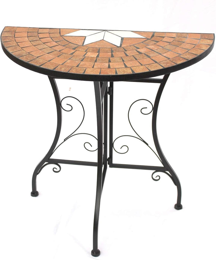DanDiBo Tisch Halbrund Konsolentisch Wandtisch 120041 Beistelltisch Metall Mosaik 70 cm