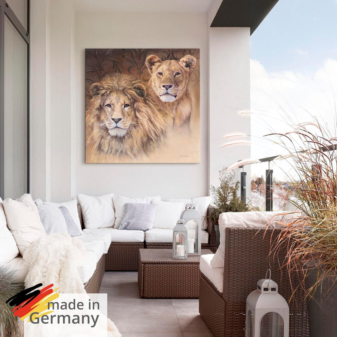 ARTland Wandbild Alu Verbundplatte für Innen & Outdoor Bild 50 x 50 cm Tiere Wildtiere Raubkatze Mal