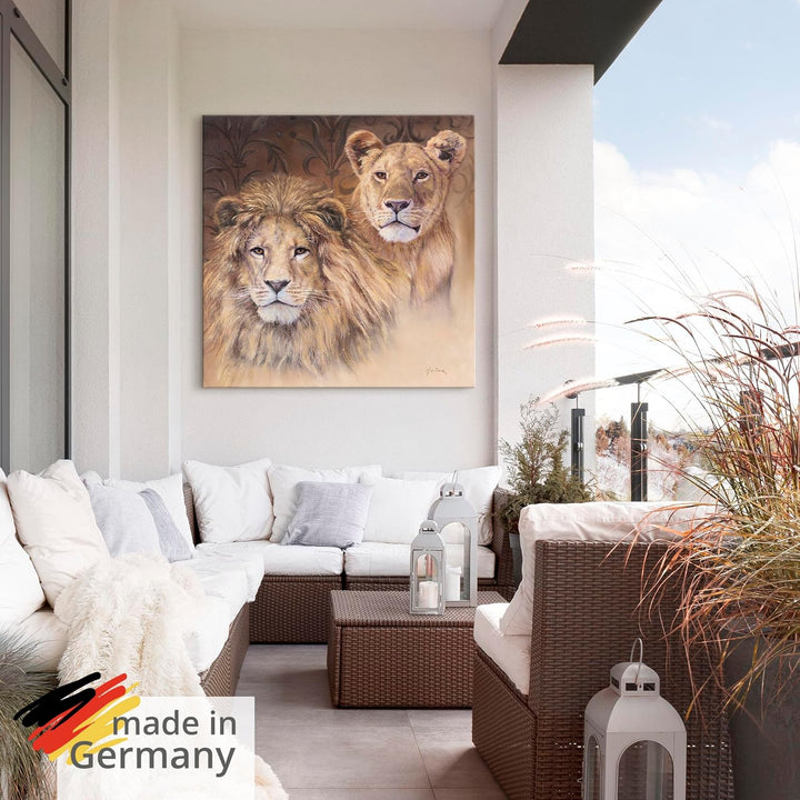 ARTland Wandbild Alu Verbundplatte für Innen & Outdoor Bild 50 x 50 cm Tiere Wildtiere Raubkatze Mal