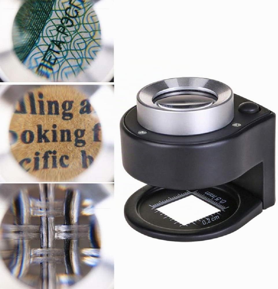 Bysameyee 30X Beleuchtete Lupe Juwelier Lupe, 6 Lichter Desktop Metall Tragbare Faltwaage Augenschla