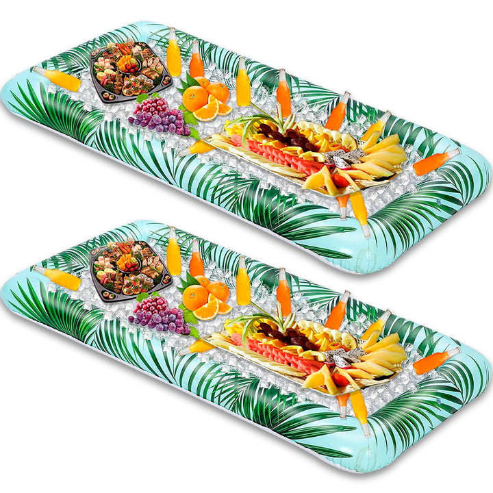 Sloosh (2 Sets) Aufblasbare Servierstangen mit Ablaufstopfen, aufblasbarer Kühler, Eisbuffet, Salat-