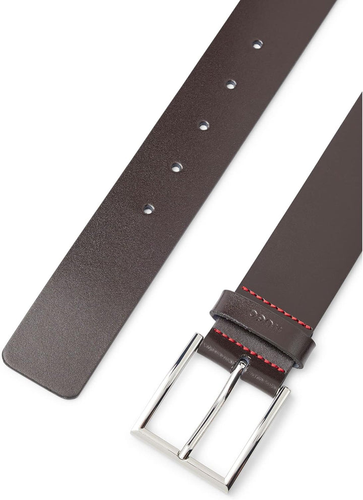 HUGO Herren Giaspo Sz40 Gürtel aus Leder mit Logo-Prägung auf der Schlaufe 80 Dark Brown202, 80 Dark