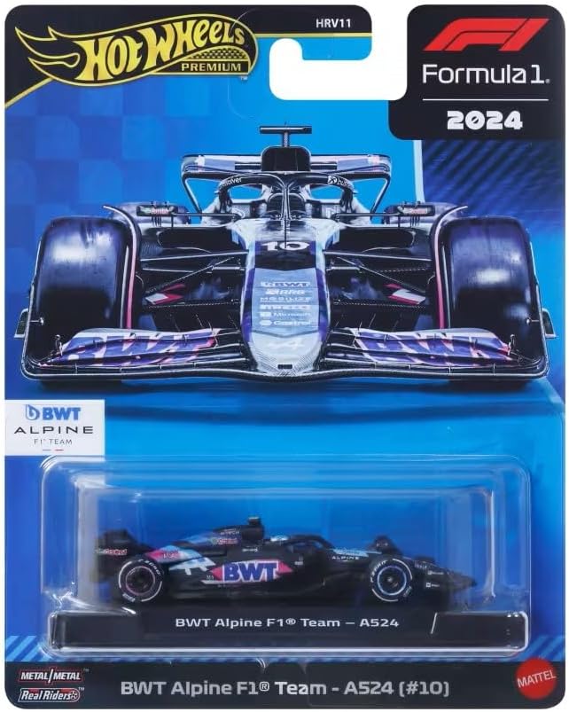 Hot Wheels Formel 1 Modellauto F1 BWT ALPINE A524 Pierre Gasly 10 - Die Cast Massstab 1:64 - Länge 8