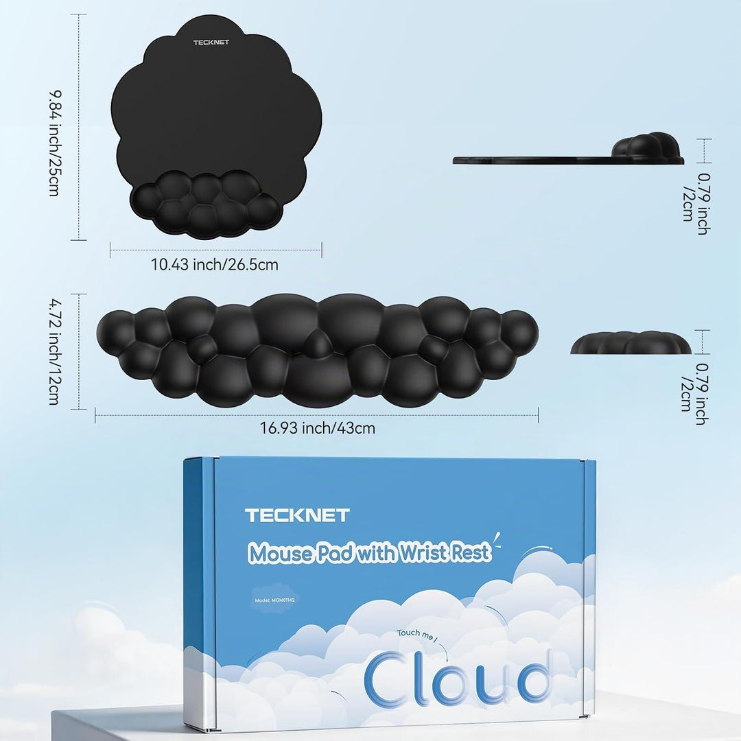 TECKNET Wolke Handballenauflage Tastatur, Mauspad mit Handauflage, Ergonomische Handauflage Tastatur
