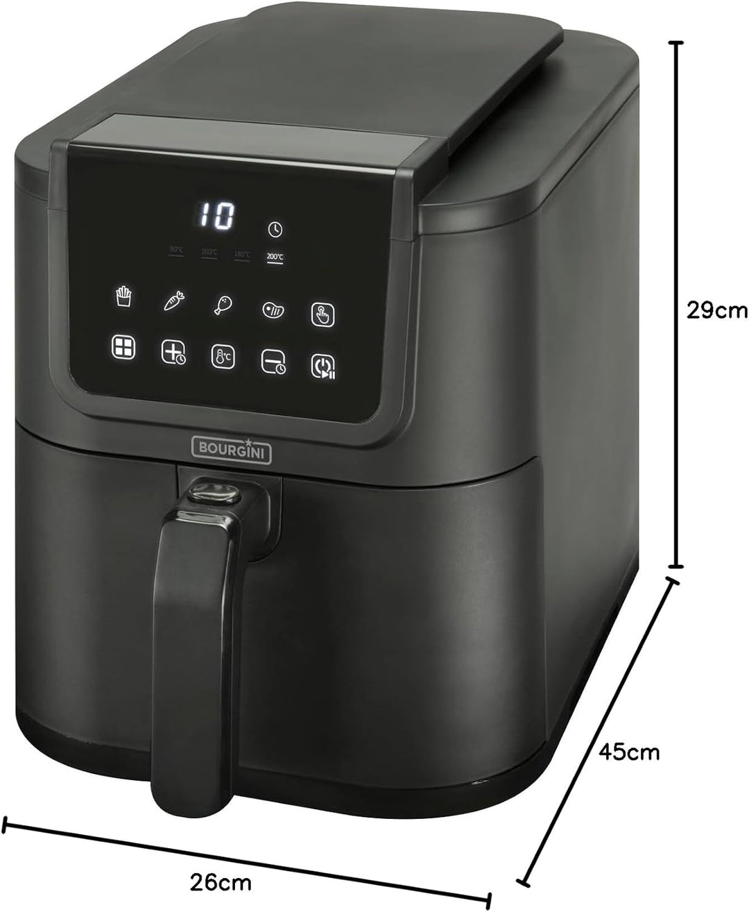 Bourgini Slimfit Airfryer XL – Heissluftfritteuse – 5 Liter – 1500 W – mit keramischer Antihaftbesch