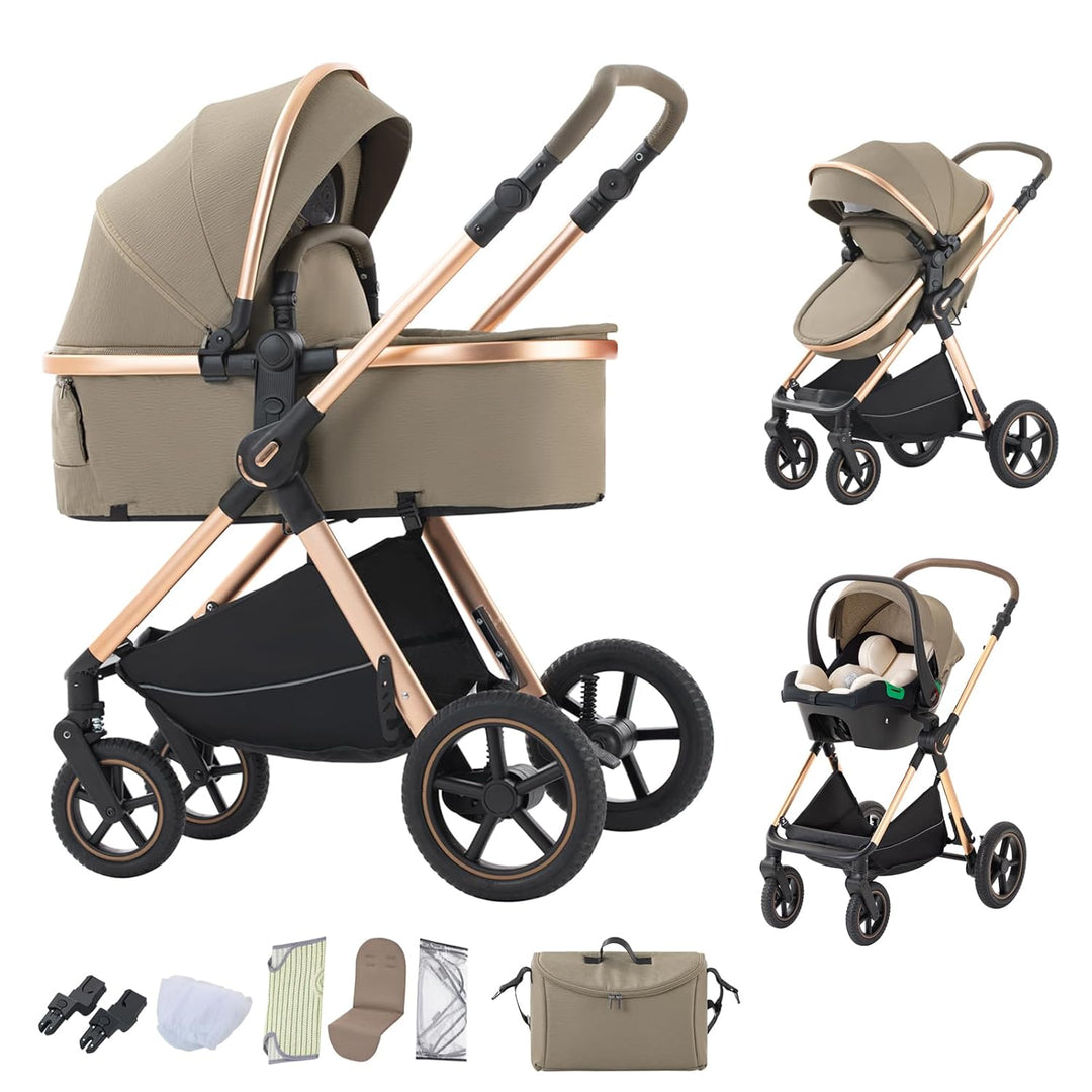 BEBBY Kombikinderwagen 3 in 1 Reisesysteme Standardkinderwagen Kinderwagen Buggy Neugeborener Tragba