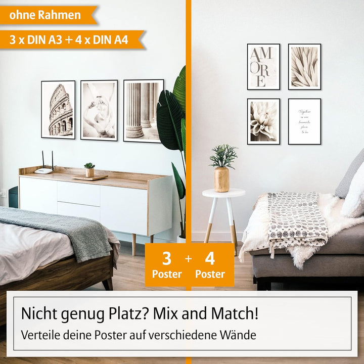 Hyggelig Home Premium Poster Set - 7 hochwertige Poster im Kunstdruck bunt Bauhaus Matisse aesthetic