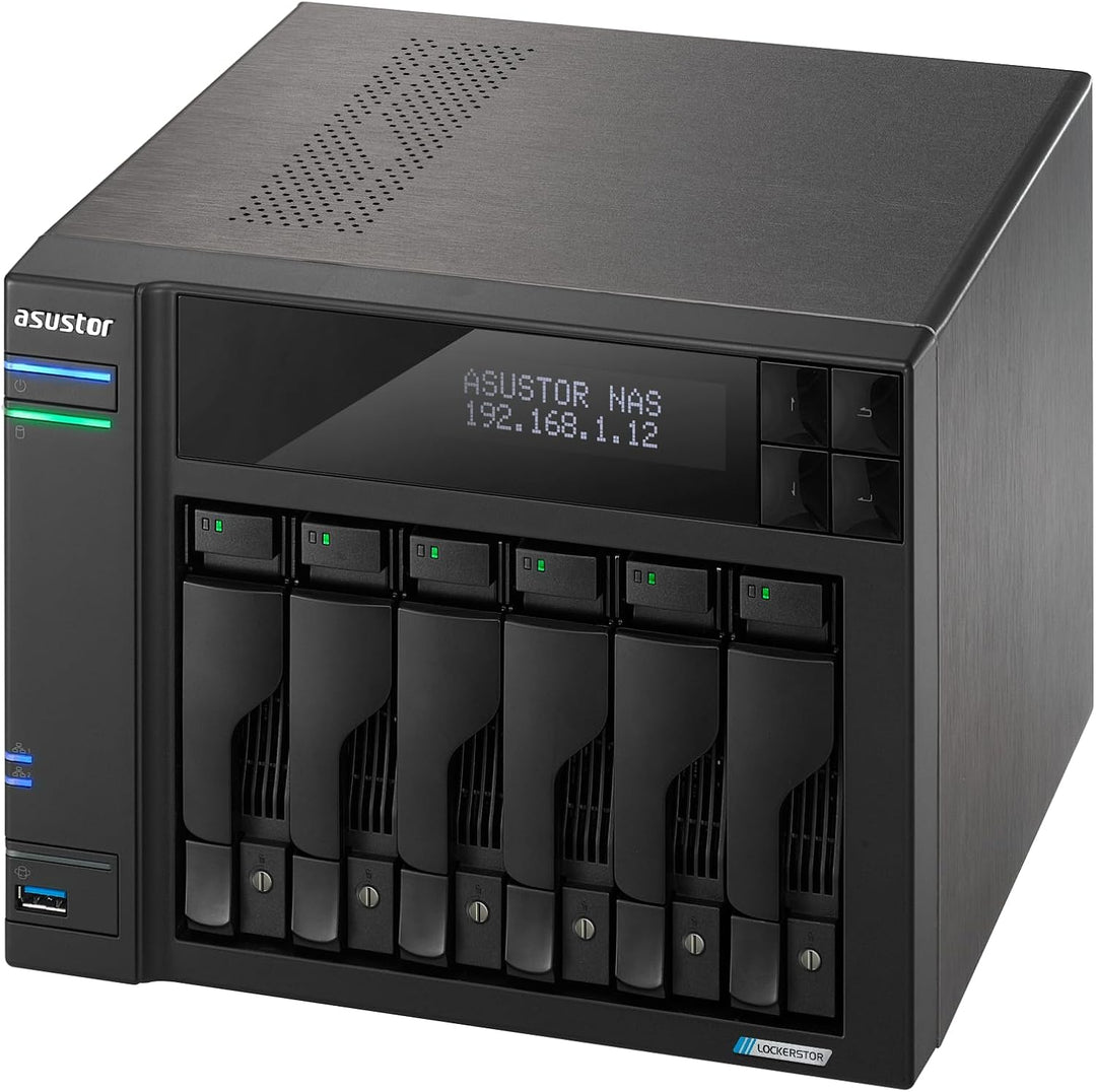 Asustor Lockerstor 6 Gen2+ AS6706T v2 6 Bay NAS Storage, Intel Quad-Core 2.0GHz CPU, Dual 5GbE Ports