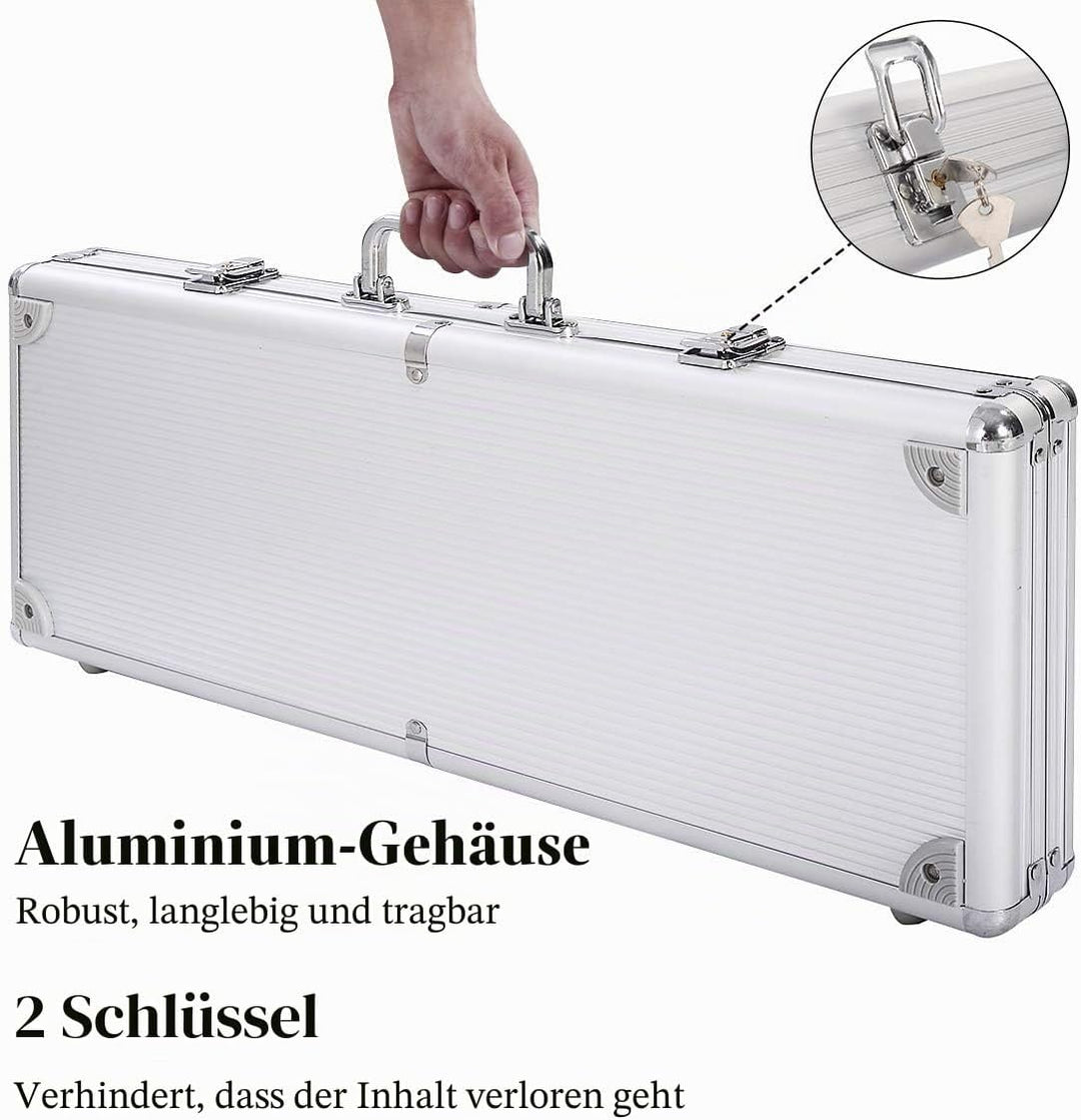 DREAMADE Ultimate Pokerset mit 500 Chips/ 2 Poker Set/ 5 Würfel/Koffer/Spieltuch/ 5 Dealer Buttons,