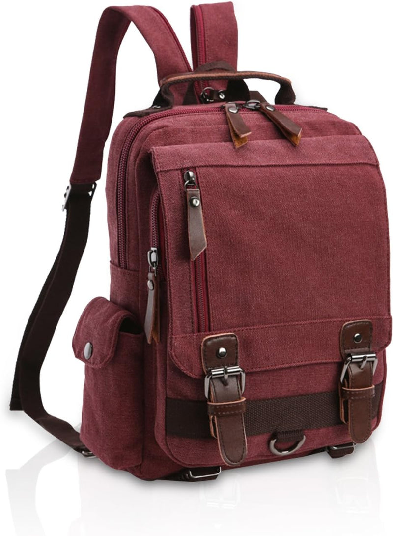 FANDARE Herren Rucksack aus atmungsaktivem Segeltuch Rot B, Rot B