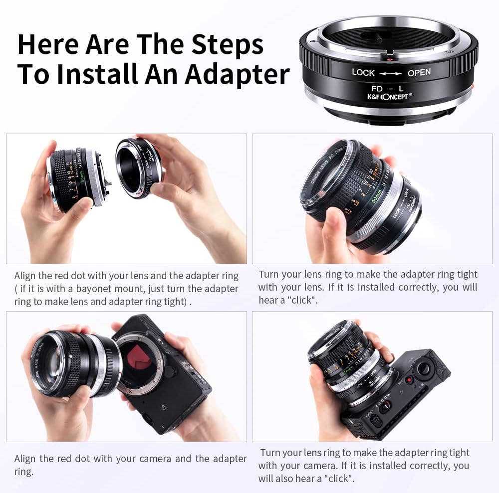 K&F Concept Objektivadapter FD-L Manueller Fokus Kompatibel mit Canon FD & FL 35mm Objektiv auf L Mo