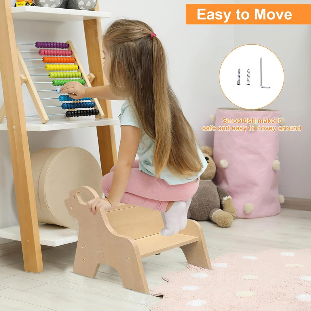 Tritthocker für Kinder mit 2 Stufen, Kindertreppchen Schemel Kinderhocker mit Griffen und Anti-Rutsc