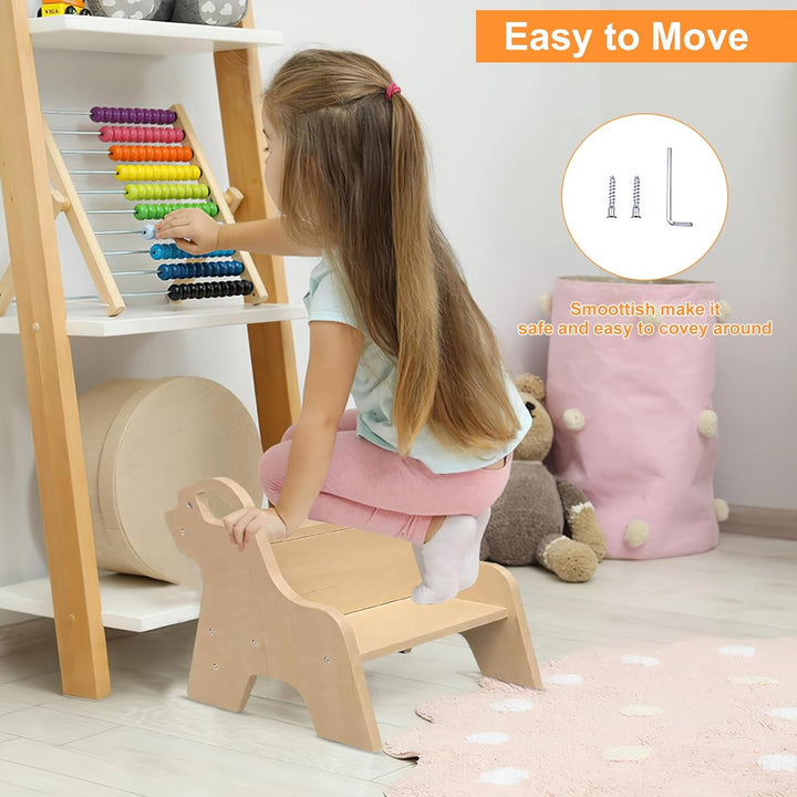 Tritthocker für Kinder mit 2 Stufen, Kindertreppchen Schemel Kinderhocker mit Griffen und Anti-Rutsc