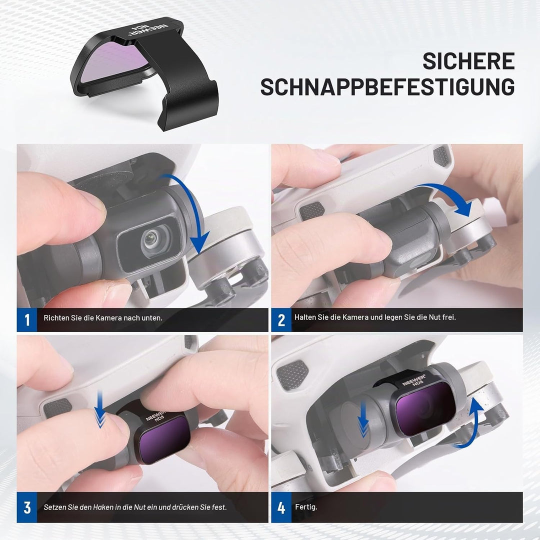 NEEWER ND Filter Set Kompatibel mit DJI Mini 4K/2 SE/SE/2/Mavic Mini (4 STK.) ND4 + ND8 + ND16 + ND3