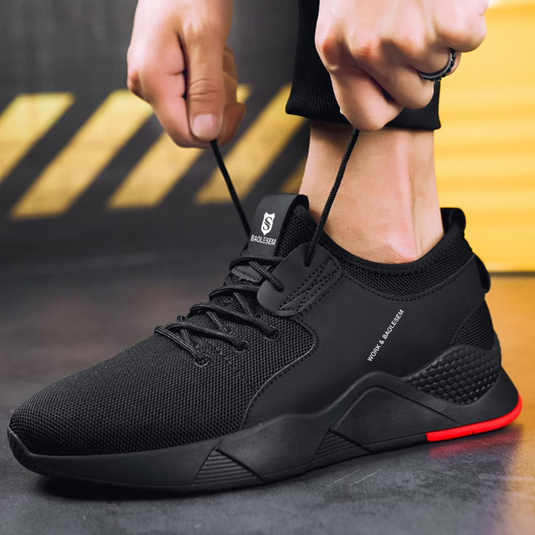 BAOLESEM Sicherheitsschuhe Herren Arbeitsschuhe Damen Leicht Atmungsaktiv Sportlich Schutzschuhe mit