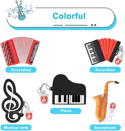 32GB*5 USB-Stick USB-Flash-Laufwerk Akkordeon*2/Saxophon/Klavier/Note, Memory Stick Cartoon Speicher