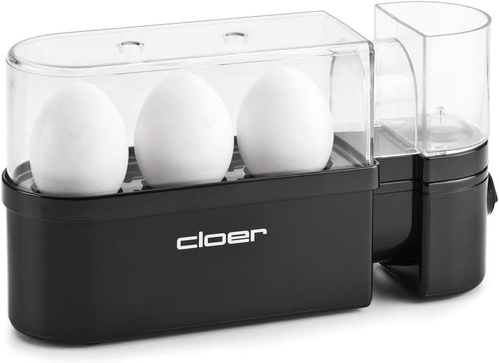 Cloer 6020 Eierkocher, bis zu 3 Eier, herausnehmbarer Eierträger, Servierfunktion, 300 Watt, Kunstst