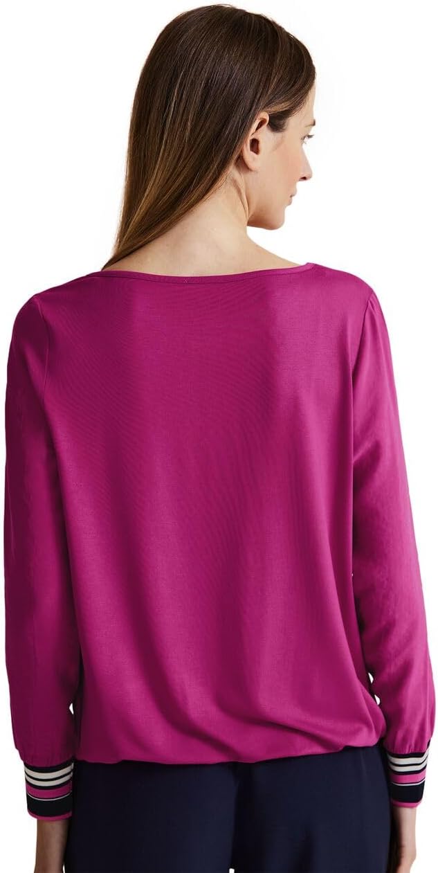 Street One Damen Materialmix Langarmshirt 46 Deep Blue (Blau), 46 Deep Blue (Blau)