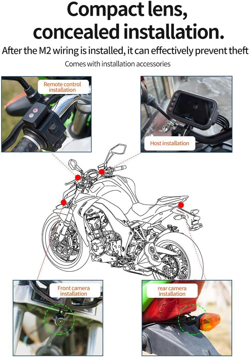 OBEST Dashcam Motorrad, 120°Weitwinkel Autokamera mit 3 Zoll Bildschirm, Vollständig wasserdichte Da