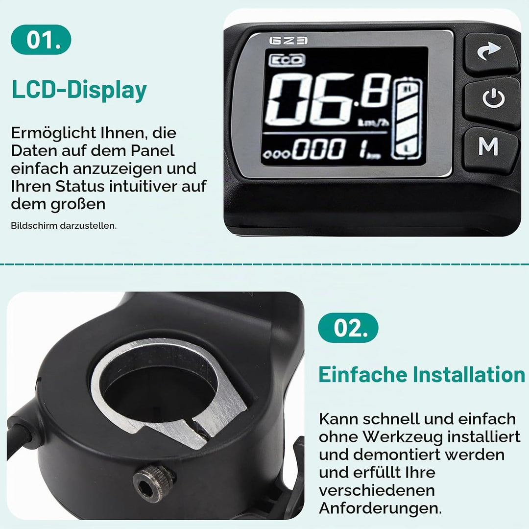 Elektrofahrrad -LCD -Display, 2 in 1 Wassersicher 5 Pin Stecker Universal Scooter Ebikes Anzeige Mes