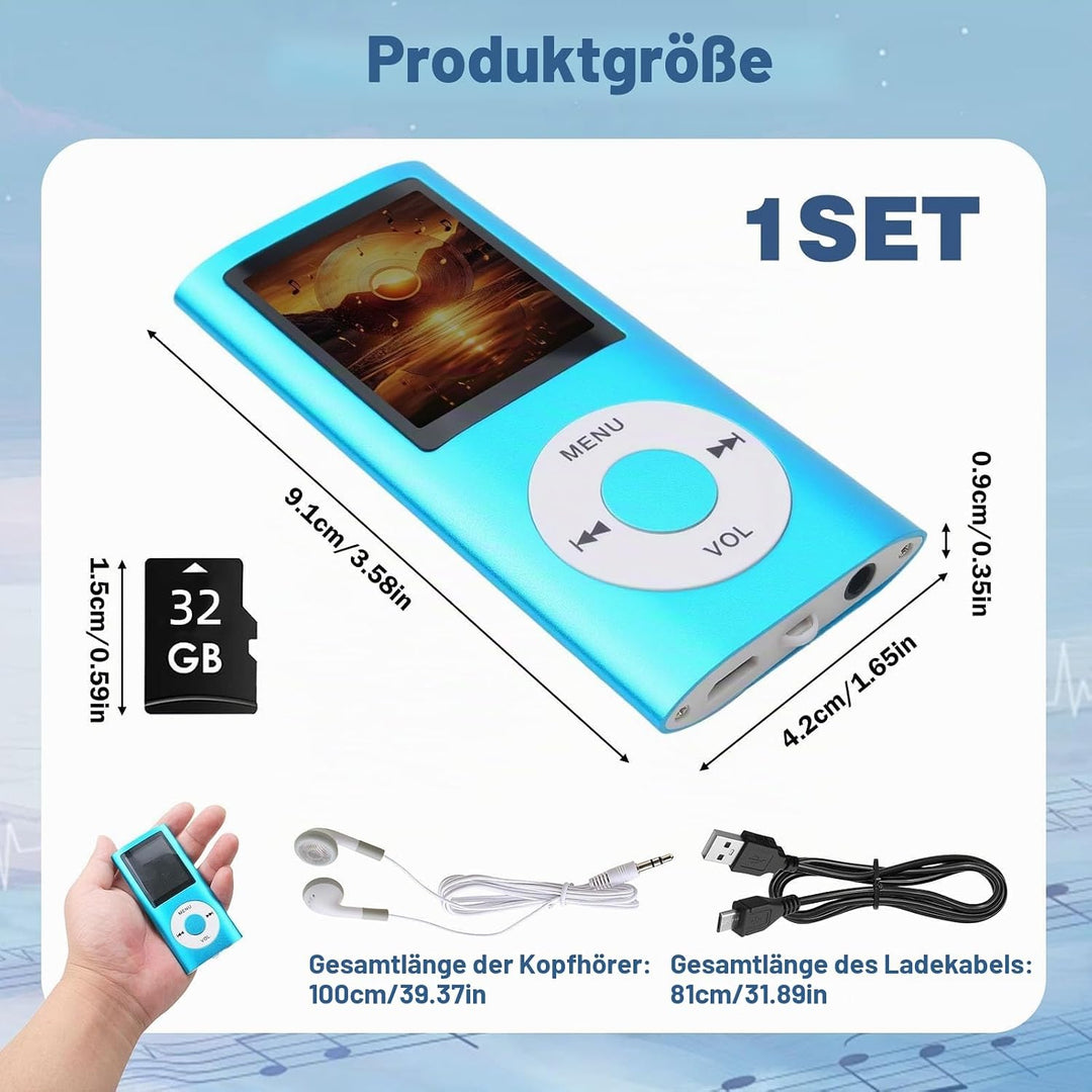 MP3 MP4 Player HiFi Tragbar mit 1,8 Zoll LCD Bildschirm, Verlustfreier Musikplayer mit Speichererwei