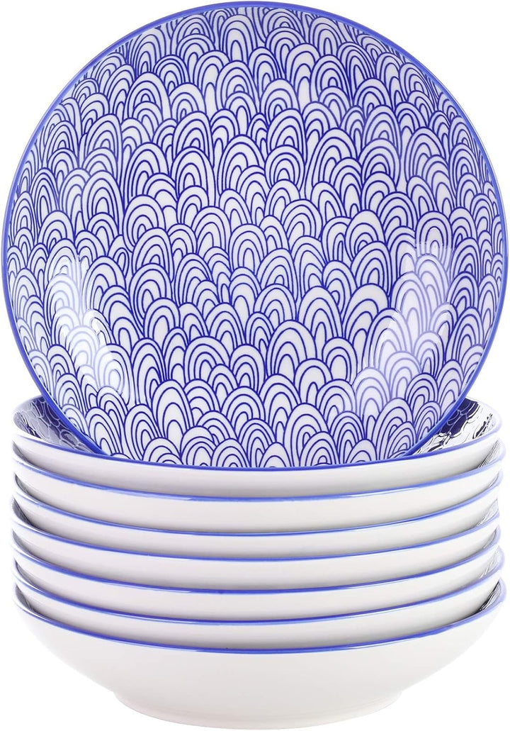 vancasso Takaki Porzellan Suppenteller, 8 TLG. Set Tiefteller, Ø 21,5 cm Teller Set,700ML 8-teilig S