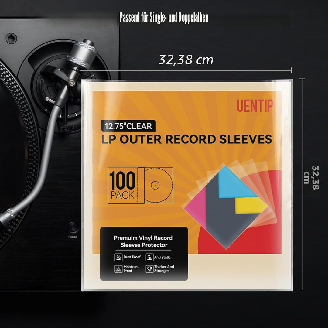 Gatefold Vinyl-Aussenhüllen, 32,4 cm, transparent, professionelle Schallplattenaufbewahrung, Schutz