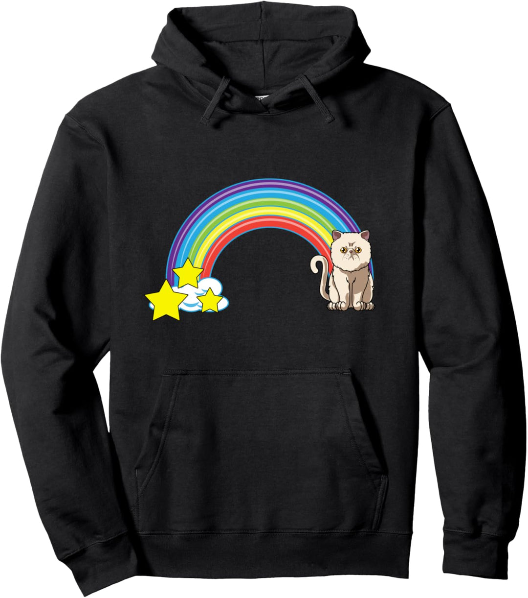 Regenbogen Exotische Kurzhaar-Katze Retro-Stil lustige Katze Pullover Hoodie