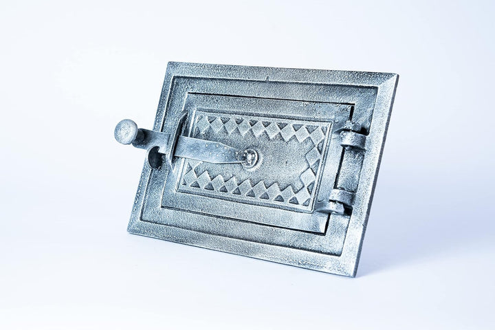 Euro Sezam - Altes Silber Ofentür aus Gusseisen - Massive dicke Ofentür - Pizzaofentür - DZ067 - Ein