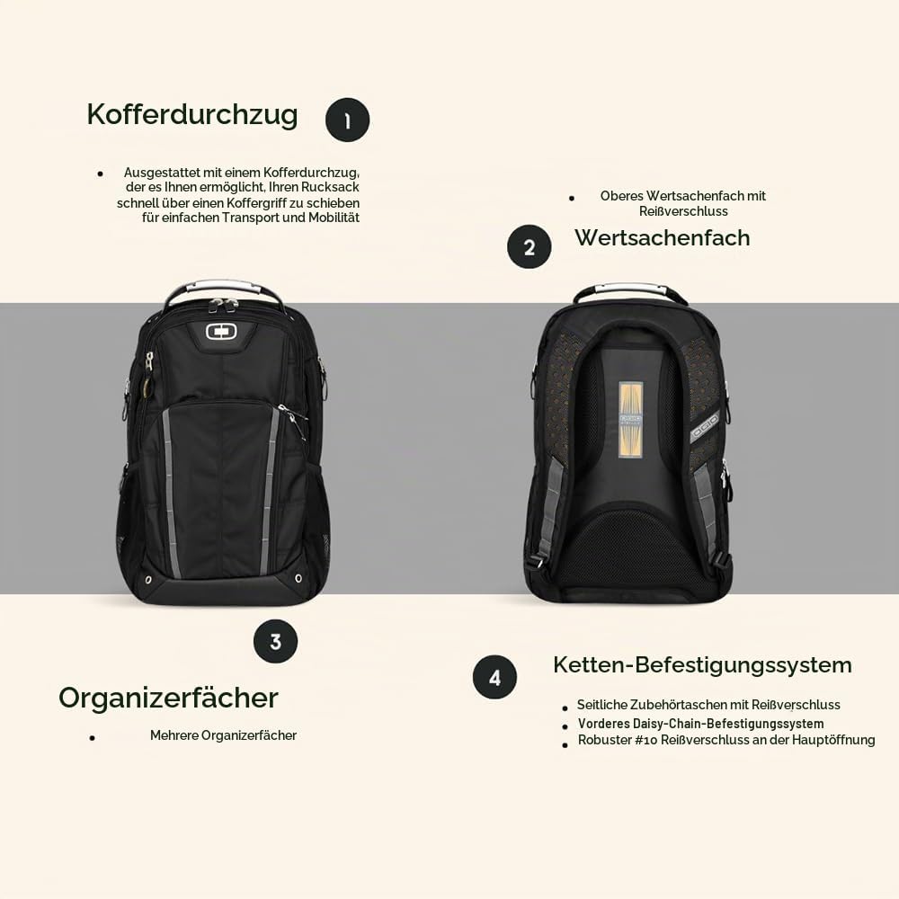 OGIO Unisex Axle Convenient 17 Zoll Laptop/Tablet Fach Rucksack (1 Stück) Stk Schwarz, Stk Schwarz