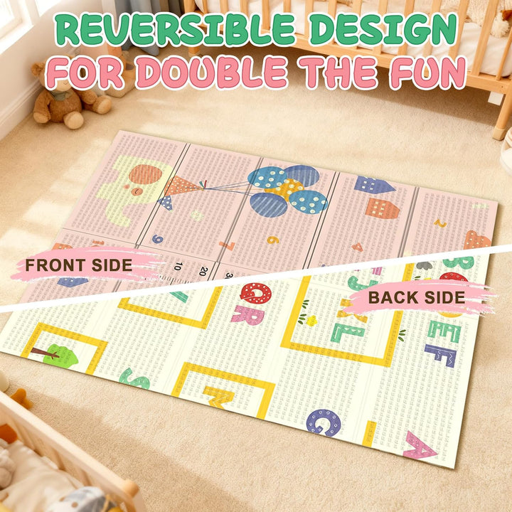 Soontrans Krabbelmatte Baby, Spielmatte Baby Faltbar, 180x120x1cm, Play Mat for Babies Doppelseitige