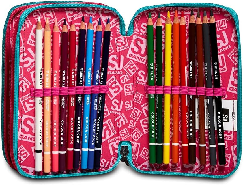SJ GANG Federmäppchen, Mäppchen, mehrfarbig, Federtasche für Schreibwaren, Etui mit Stiften, Kugelsc