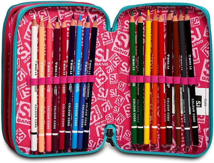 SJ GANG Federmäppchen, Mäppchen, mehrfarbig, Federtasche für Schreibwaren, Etui mit Stiften, Kugelsc
