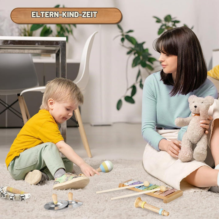 Musikinstrumente Kinder ab 3 Jahre, Montessori Musikalische Spielzeuge für Babies mit Xylophon Kinde