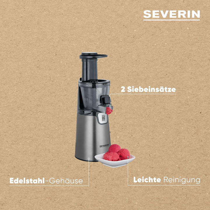 Severin Slow Juicer ES 3571 – Entsafter für Saft, Sorbet, Eis, Marmelade uvm. – elektrische Saftpres